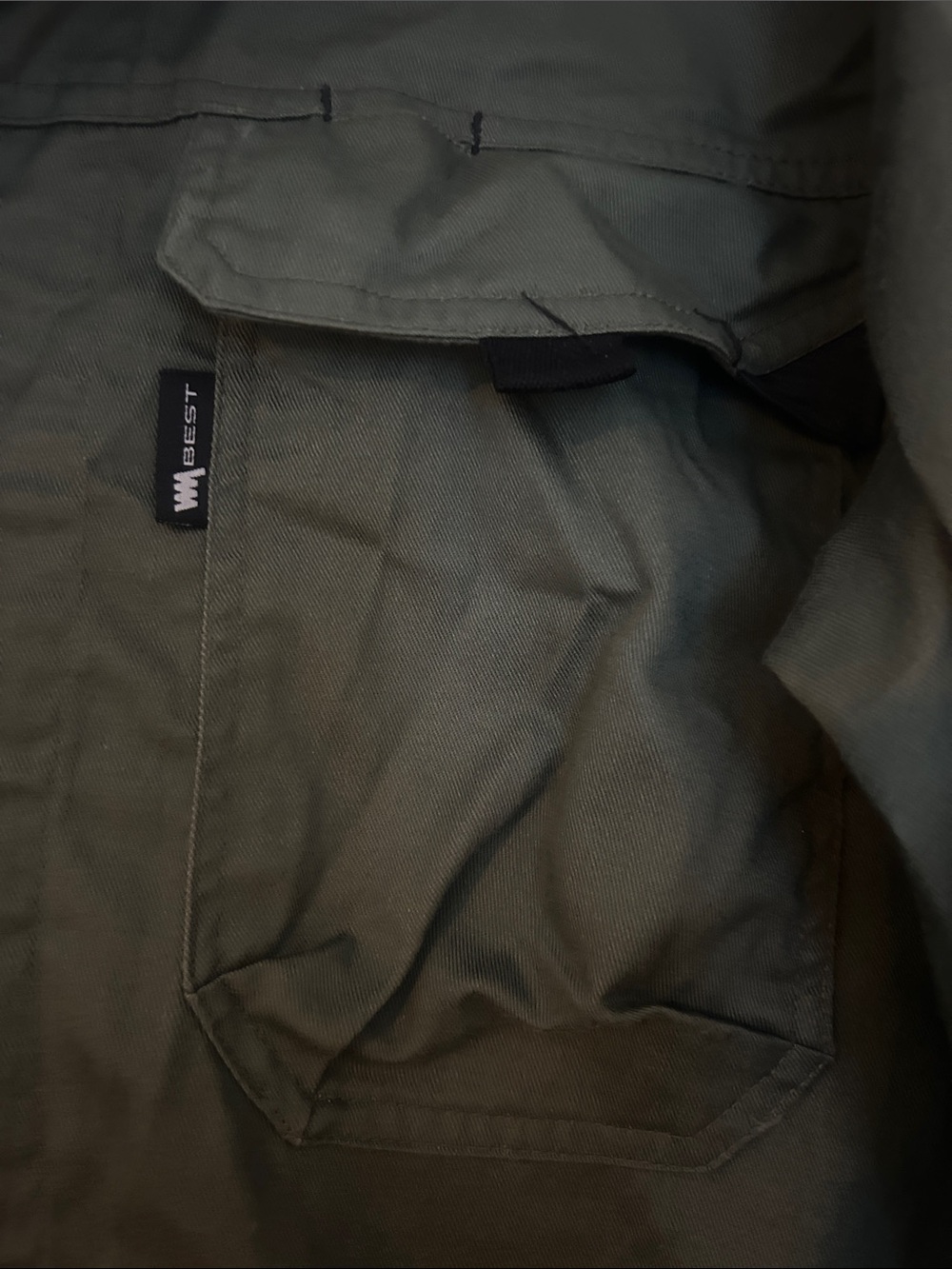 Olive Green Utility Jumpsuit with Front Pockets - Picture 3 of 6